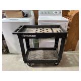 Husky two-tiered plastic rolling cart. Good