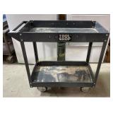 Tool Shop. Two-tiered metal shop cart on wheels.