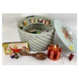 Harvey Wicker sewing basket with marbled plastic