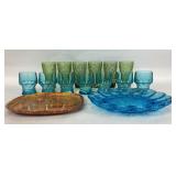 Avocado green glasses, blue MCM glasses, blue