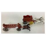 Cast iron horse carriage toys, circus themed