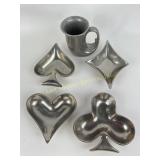 Spades, clubs, diamonds, hearts, and a Pewter
