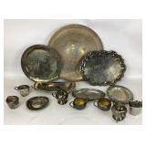 Silverplate trays, creamers, cups