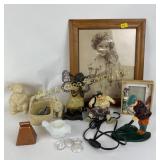 Golfer door stop, praying child lamp, Shirley