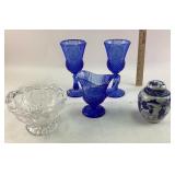 Avon Blue Fostoria (2) George Washington Goblets