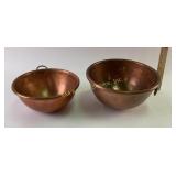 Copper Bowls - heavy, with wall hangers, qty 2