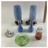 Blue Glass Bullett Lamps, Uranium Green Juicer Chi