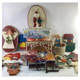 Ceramic planter, wooden Holiday decorations,