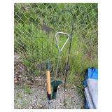 Butterfly trellis,  shepherds hook, plant hole