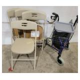 Drive walker with basket, (4) folding chairs with