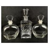 3 decanters with Stoppers in good condition