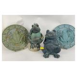 Frog garden statues, frog garden steps