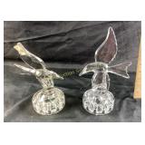 Glass Bird Figurines with Textured Round Bases