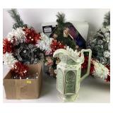 Christmas trees, crucifixion vase, tea light