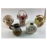 Hull Ceramic Vases and Pitchers with Floral Design