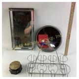 MCM Glass Carrier, Vanity Mirrors, and Plastic Li