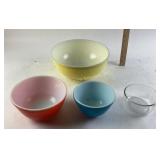 Pyrex Mixing Bowls in Various Sizes and Colors