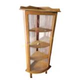 Corner curio cabinet 25 x 18 x 59, wood shelves,