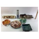 Pottery serving trays, condiment dish,  plate and