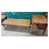 Coffee table 46 x 19 x 15 & end table 20 x 27 x 21