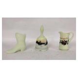 Fenton: Bell and boot. Souvenir cup all Vaseline.