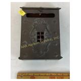 Gothic style metal mailbox with brackets