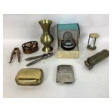 Brass items including nutcrackers brass Bells and
