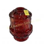 Red Pressed Glass Fairy Lamp with Decorative Patte