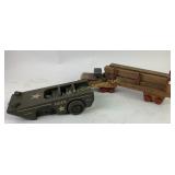 Wooden military duck boat, wooden truck with u.s.
