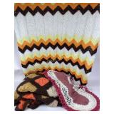 MCM Two Afghan Blankets, One Doile.