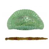 Northwood Coin Spot Ruffle Dish in Green Opalescen