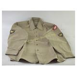 WWII Khaki Military Shirt with Insignia Patches li