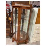 Curio Cabinet Lighted Curved Glass Scalloped Top