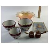 Jeanette Iris and herringbone carnival glass bowl,