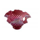 Fenton Cranberry Opalescent Hobnail Glass Ruffled
