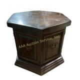 Wood Hexagonal End Table with 2 Doors & Storage