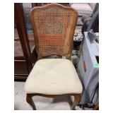 High Back Wood Cane Upholstered Chair
