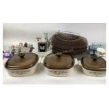 Casserole dishes with lids, salt and pepper