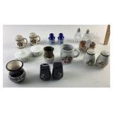 Salt and Pepper Shakers: Crystal, rooster, barrel