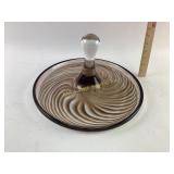 Textured glass Swirled Plate With Central Handle