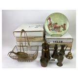 Norman Rockwell Collector Plates & Brass Set.