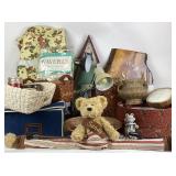 Wood wall clock (missing numbers), box of