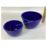 Fiesta Blue Ceramic Mixing Bowls one With Small ch