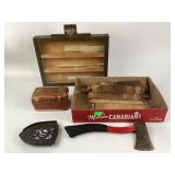 Hatchet, Wooden closed shadow box like wall