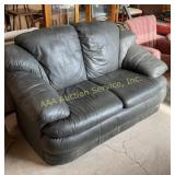 Black Faux Leather Loveseat