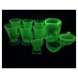 Uranium glass Water Set, singular tea cup,
