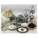 Plates, canisters, Corelle bowls, ashtray, loaf