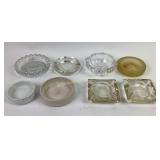 8 ashtrays, glass and ceramic, some are gently