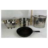 Cast iron skillet- no name, some buildup, brass