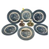6 CURRIER & IVES dinner plates "the old grist